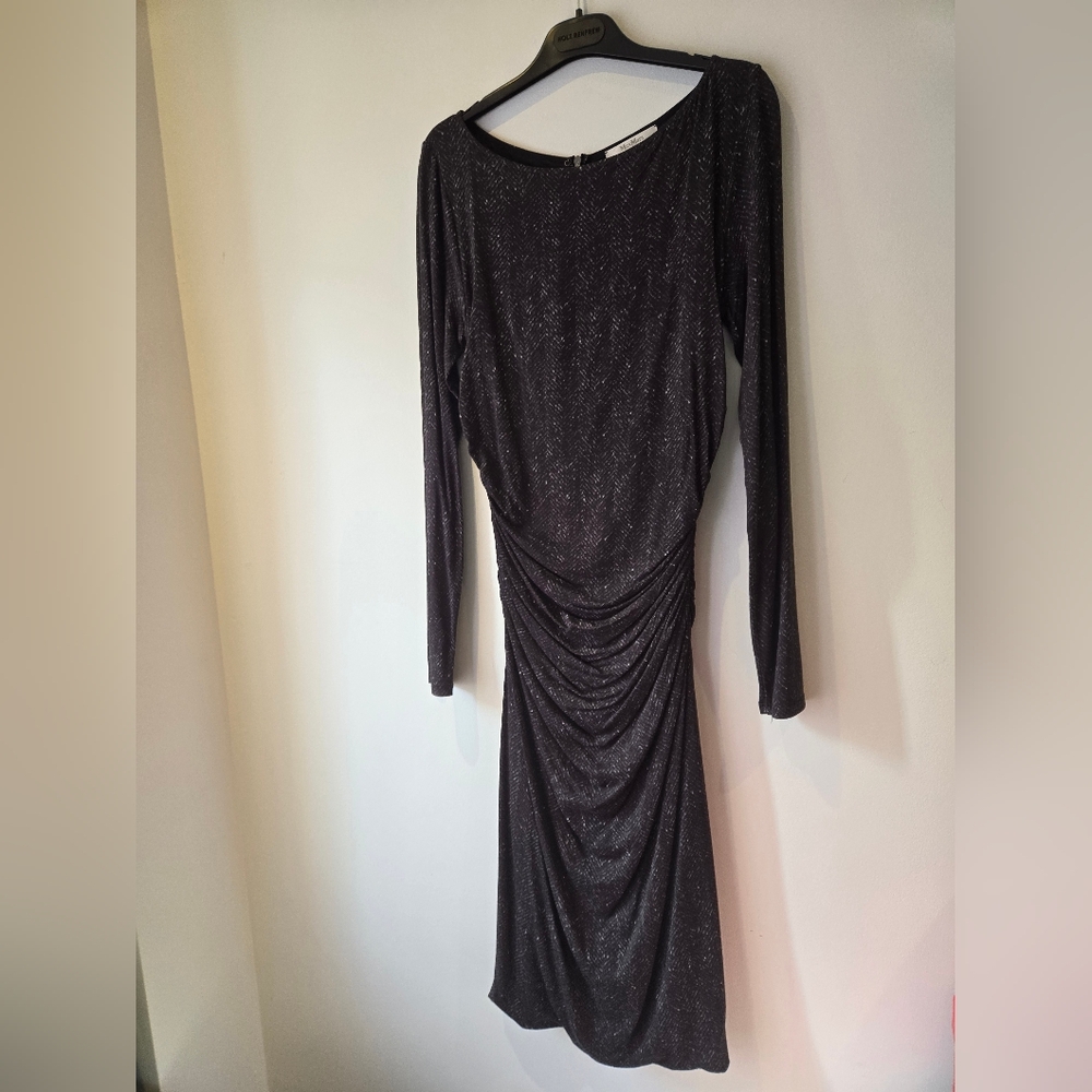 Max Mara Long Sleeve Gathered Print Dress Size 8